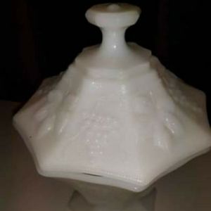 Milk glass candy dish